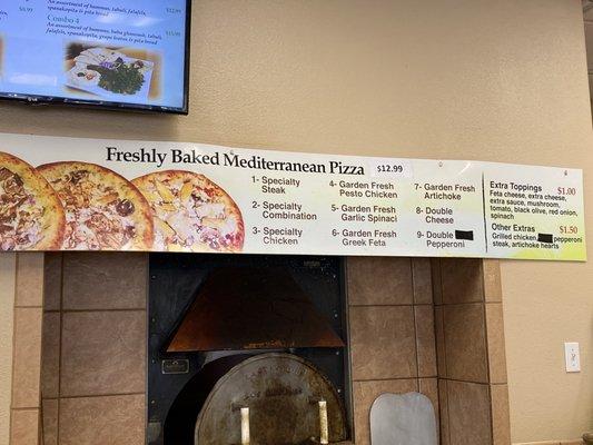 Pizza menu w/ prices