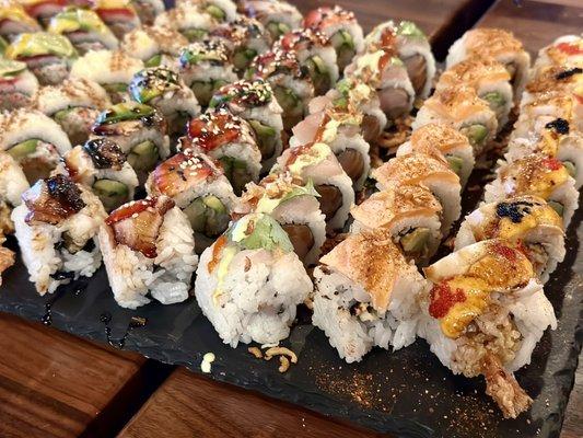 Sushi Rolls - Maui Wowie, Aloha, Phoenix, Samurai, Luscious Lover, Black Dragon, Shrimp crunchy, Blazing Jazz