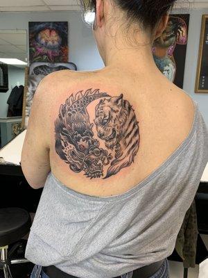 Dragon and Tiger Yin Yang by Monique Ligons