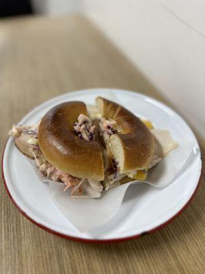 Turkey on plain bagel