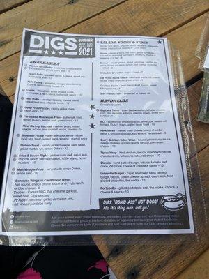 New Menu! July 2021 (Digs City Beach back patio)