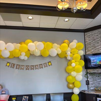 Cute balloons up for the invisalign open house on May 12, 2022