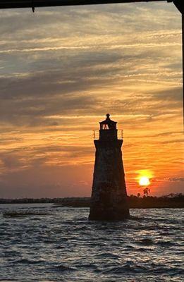 Cockspur Lighthouse at sunset