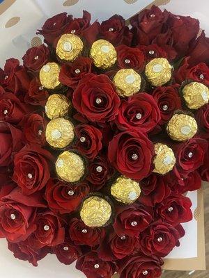 4 dozen roses with diamonds and chocolates