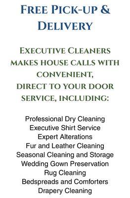 More info on how the free pick up and delivery for dry cleaning works.