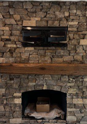 Updated stone fireplace