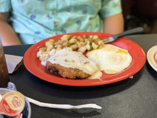 Chicken fried chicken and eggs