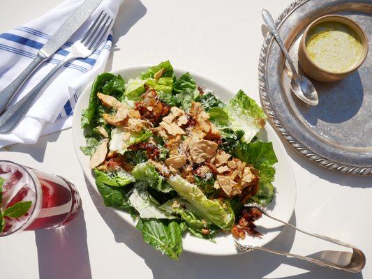 Lunch. Caesar Salad with Smoked Chicken