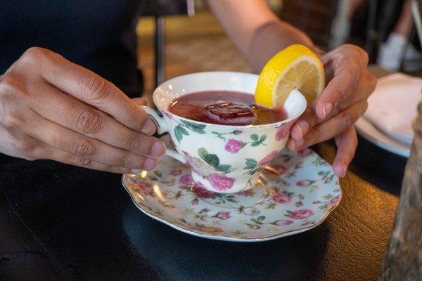 High Tea - delicious cocktail!  The rosewater spray gives it nice aromatics to go along with great flavor