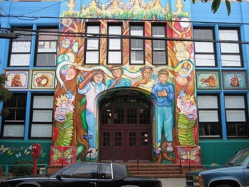 Cesar Chavez Elementary School's Back Entrance