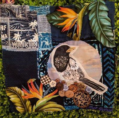 Work in progress with fabric from Hawaiian Fabrics, Honolulu.