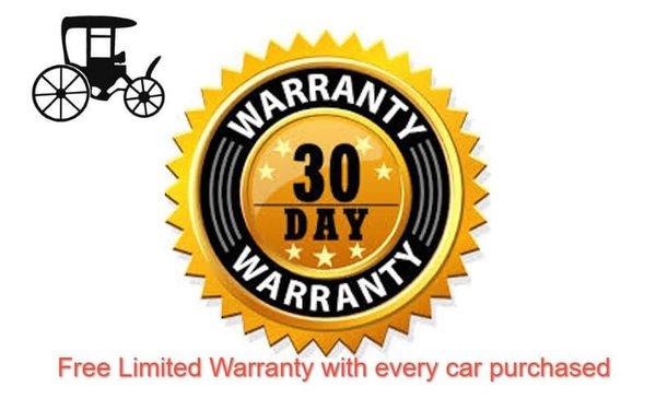 Free 30 day/1,000 mile limited warranty on every vehicle!