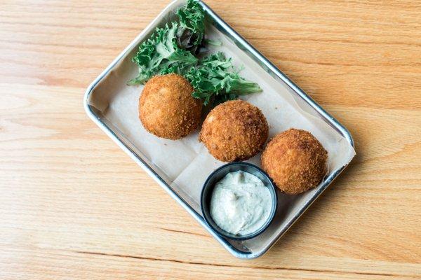 Kraut Balls served with garlic-dill aioli!