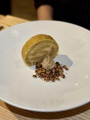 Roasted Pumpkin Roll - Coffee Ice Cream | Caramel-Mascarpone Icing | Candied Hazelnut