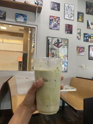 Iced Matcha Latte + oat milk