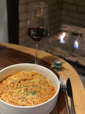 Bucatini spaghetti.