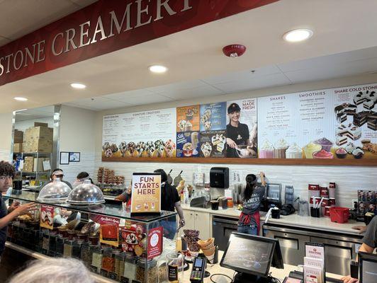 Inside the ice cream shop