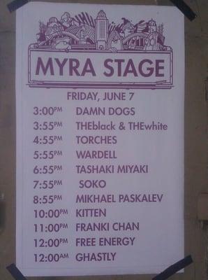 June 7, 2013 Friday lineup on Myra Stage