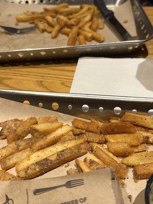 The fries in all our meals were entirely salty as hell where as you can see, none of us ate!! Don't seasoned them next time...NASTY