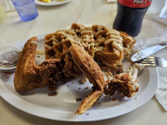 Unseasoned chicken + cinnamon crunch toast waffle...