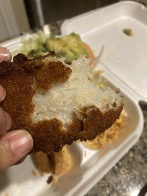 No flavor in the breading and super dry.