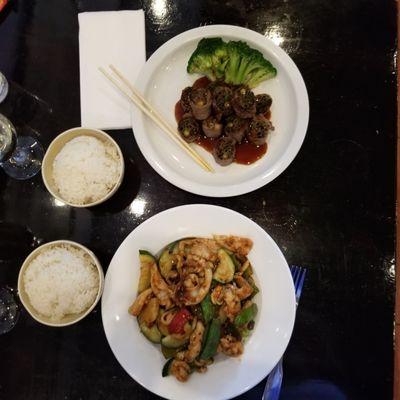 Top: Negimaki, Broccoli; Bottom: Garlic Chicken