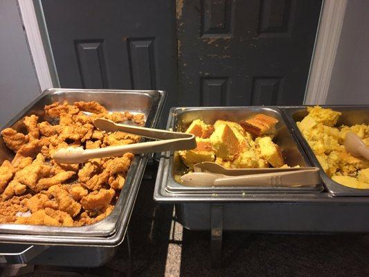 Fried catfish, cornbread and jalapeño cornbread