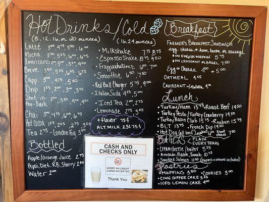 Menu board as of 10-16-2024.