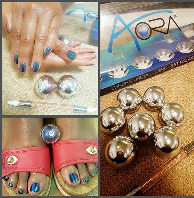 Aora Chrome Gel Manicure and Pedicure