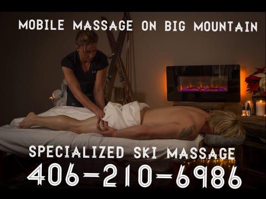 Mobile massage services are offered to the homes on Big Mountain in Whitefish, MT and on site at Whitefish Mountain Resort.