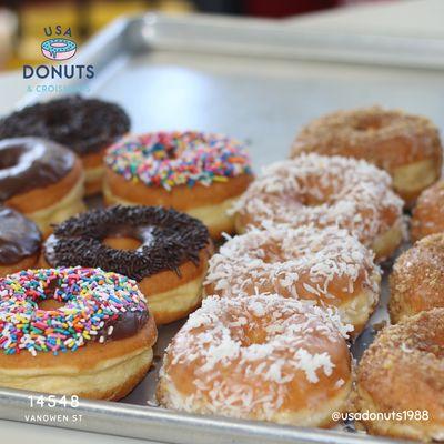 a variety of classic donuts