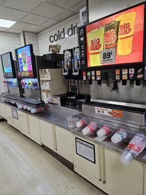 The drink machines are always ready for you to serve yourself, but if you need help, the employees are here to do so.