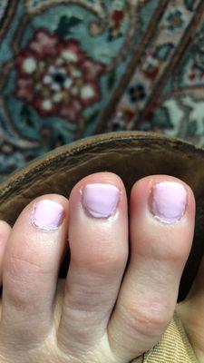 The actual pedicure part was really good but the panting came out so poor. All of my toes look like this -__-