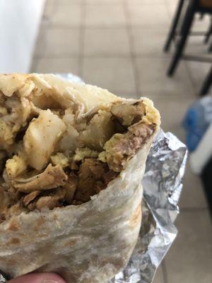 Chicken breakfast burrito