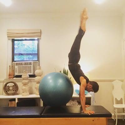 Balancing on a ball @ericopilates in # chelsea#pilates#nyc