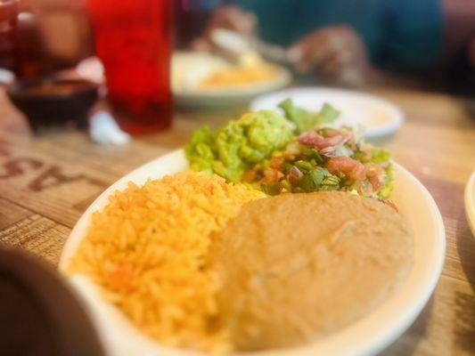 Fajita Pablanos beans and sides