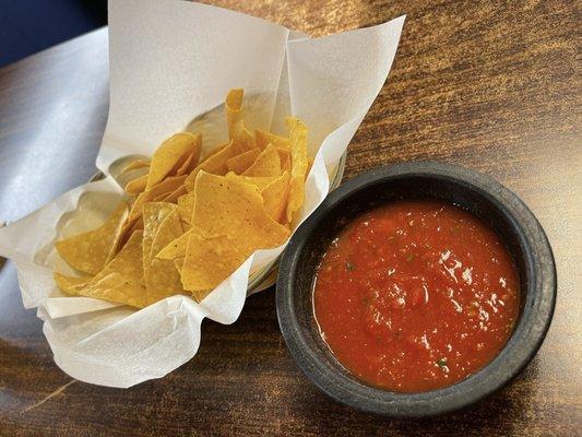 We ate several chips before I took this picture. The basket was fuller. Good salsa! Warm chips!