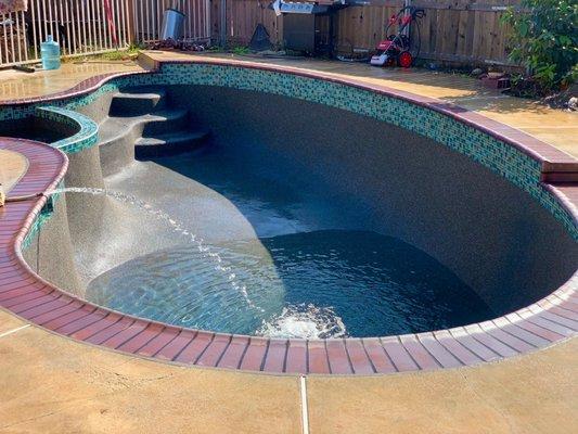 Pool renovation, new plaster(pebble sheen), new glass tile, new coping, new equipment. Great job by Summit Pools and their subcontractors.