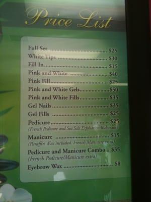 Price list as of 2/1/12