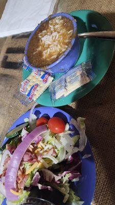 Cup of gumbo and side salad