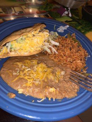 Kids meal; shredded beef taco rice & beans