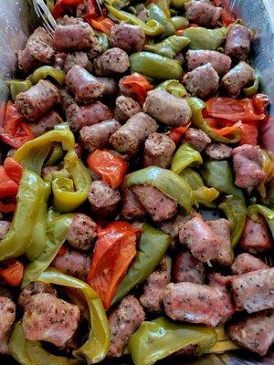 Catered sausage and peppers. Yum!