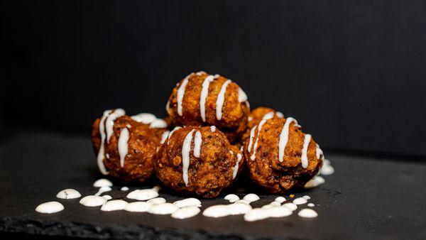 Halal Burger Bites: Ground beef double-coated in our savory breading and fried to perfection.