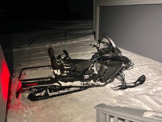 Still life with sled and killer garage door