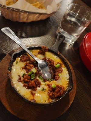 Queso fundido with chorizo