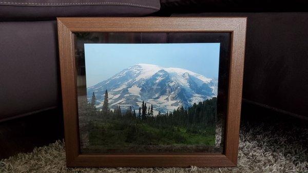 8×10 floating glass frame. Not bad. Used their 60% off deal. Photo from my travels.