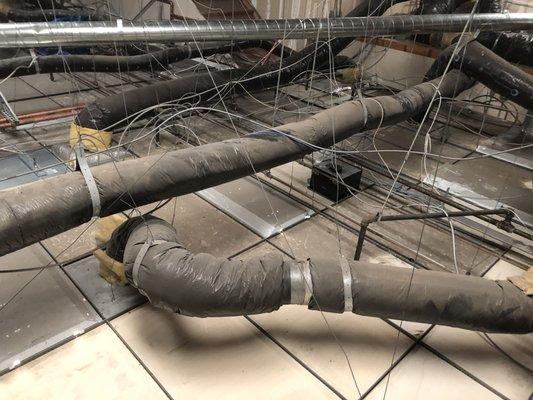 above the ceiling tiles dust removal