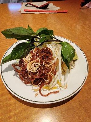 Banana flowers & herbs for my noodle soup.