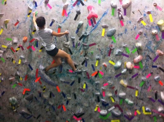 One of the bouldering walls