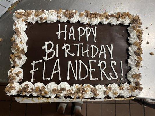 Custom Small Rectangle Cake w/ Rich Fudge Ganache and Heath Bar Topper